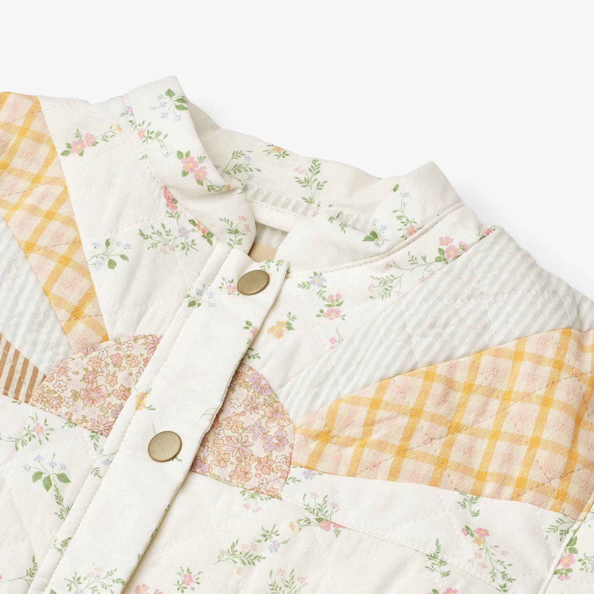 Quilt Jacket Inga - ivory checked flowers