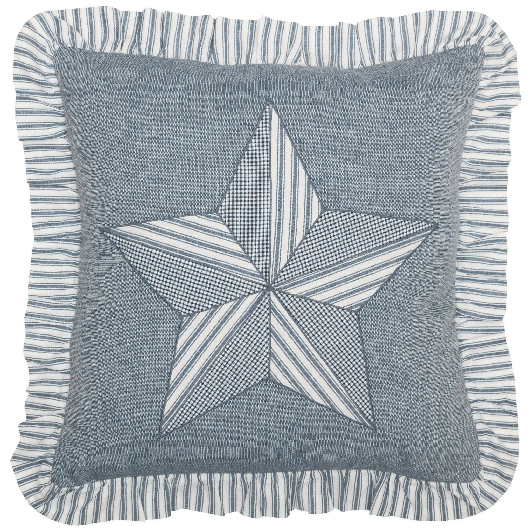 Sawyer Mill Blue Barn Star Pillow 18" Filled