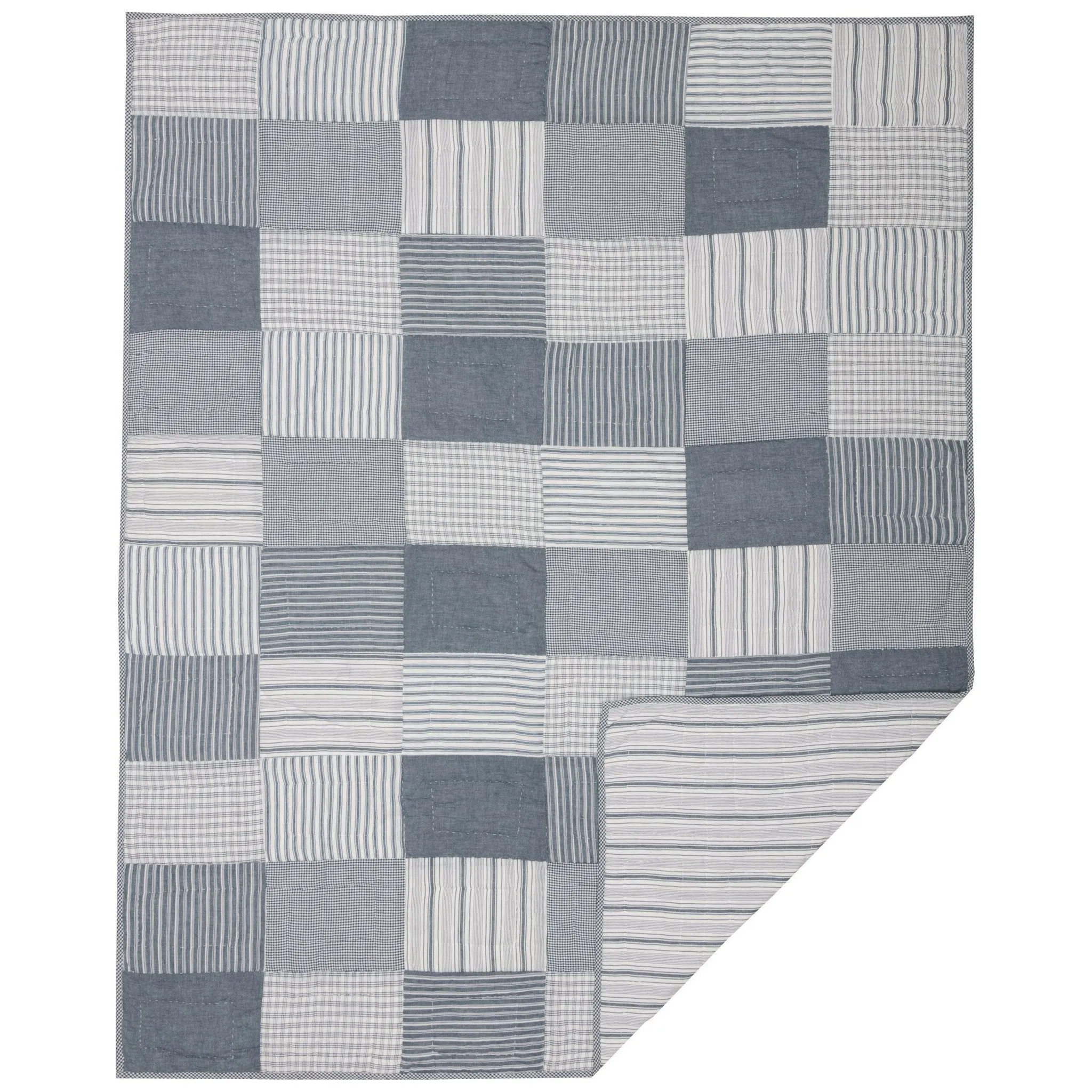Sawyer Mill Blue Block Quilted Throw