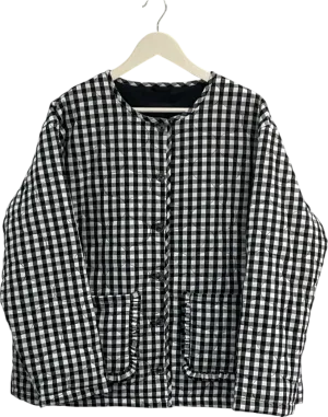 SimplyBe Black Quilted Gingham Jacket UK 18