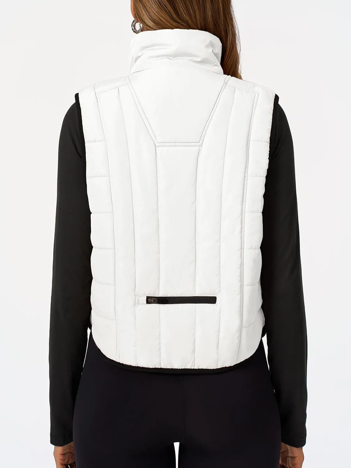 Tankaneo Womens Cropped Quilted Lightweight Vest Outerwear Running Sleeveless Jackets Zip Up Stand Collar Winter Coats