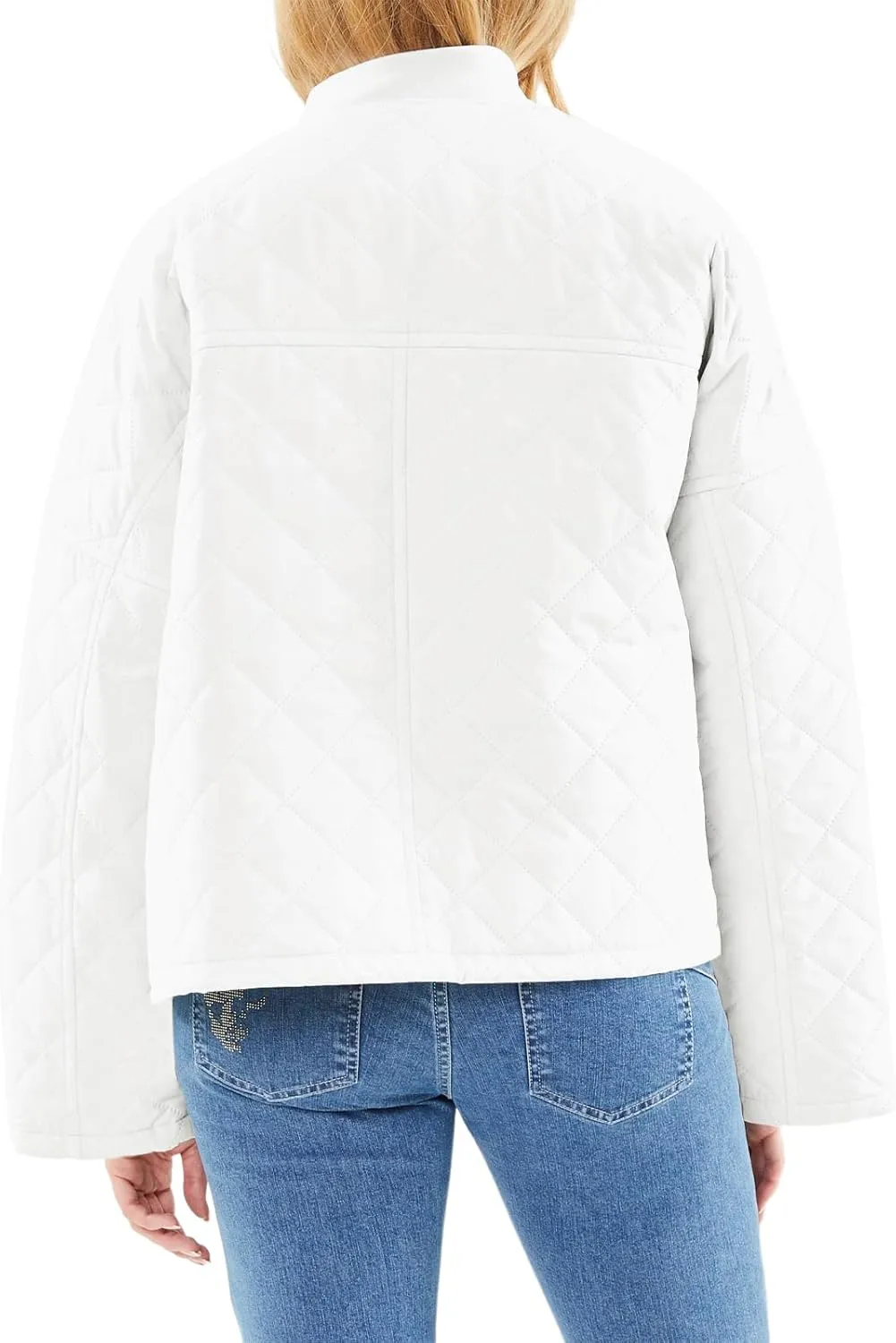 Tankaneo Womens Quilted Puffer Jacket Winter Casual Zip Up Bomber Jackets Short Coat Outerwear with Pockets