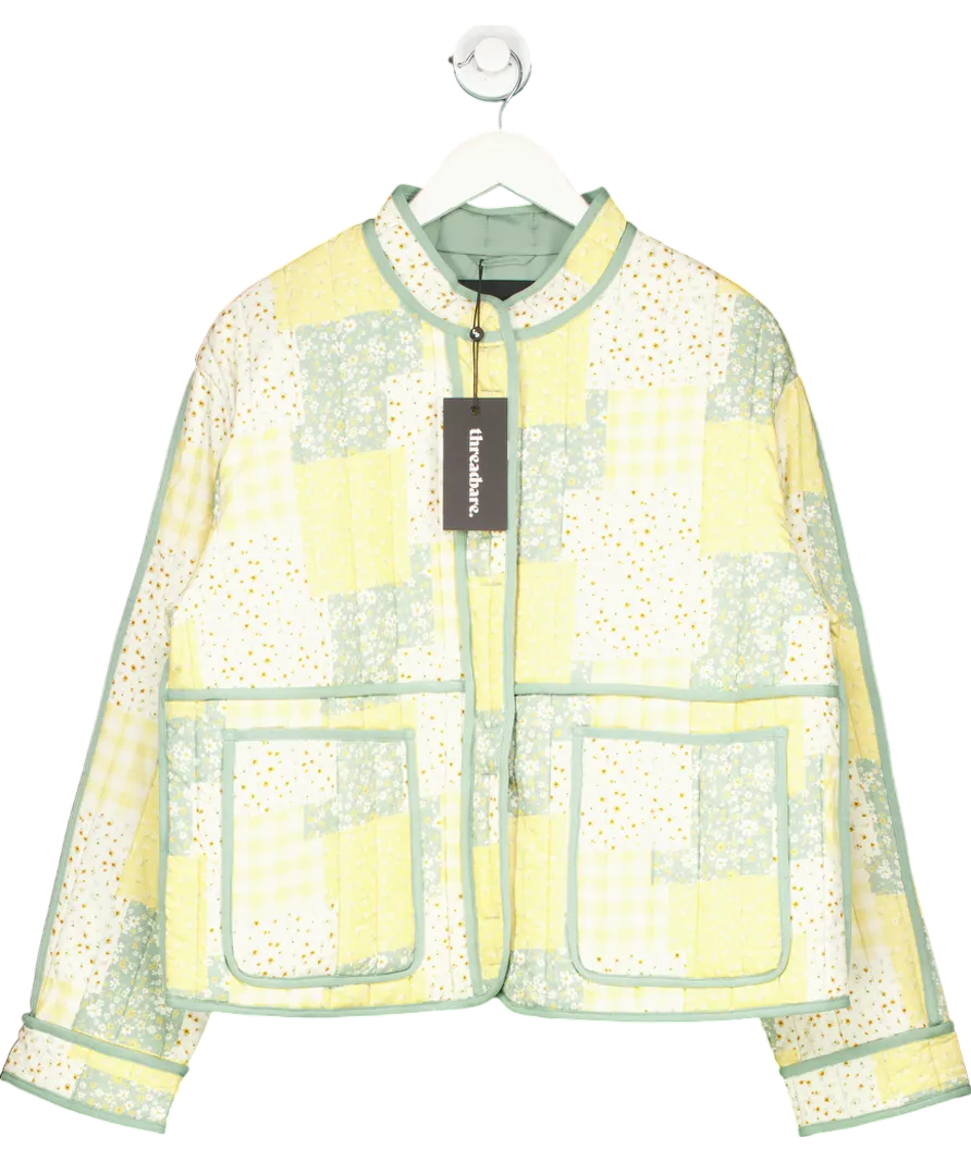 Threadbare Yellow Saltilo Geometric Patchwork Jacket UK 14