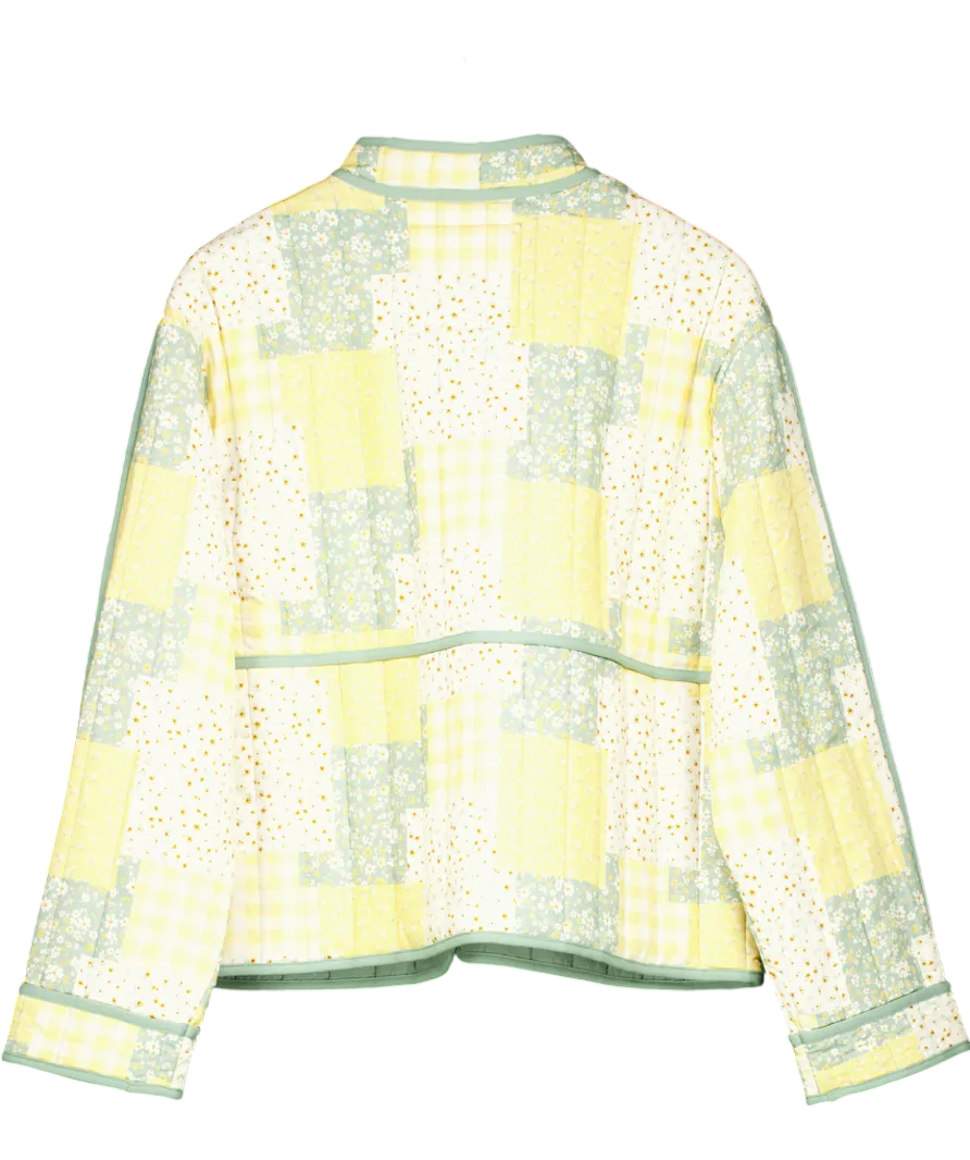 Threadbare Yellow Saltilo Geometric Patchwork Jacket UK 14