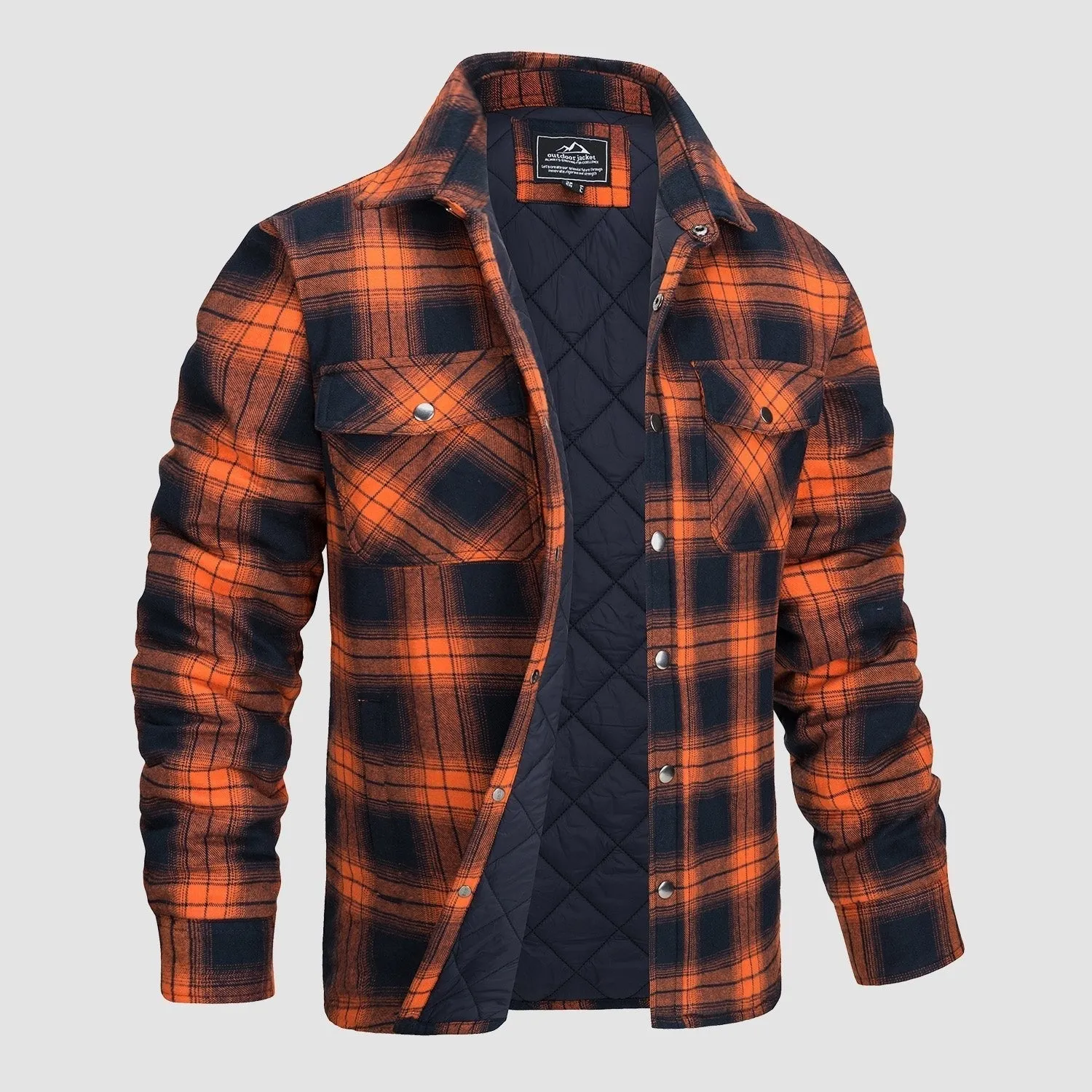 Versatile design checked bomber jacket