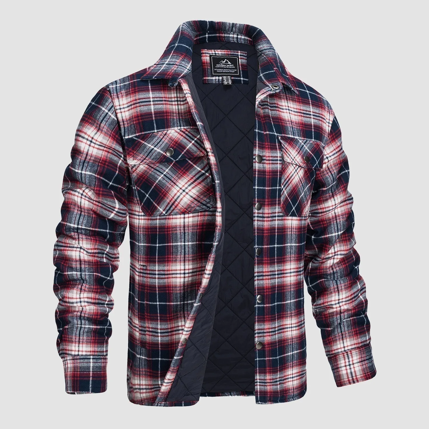 Versatile design checked bomber jacket