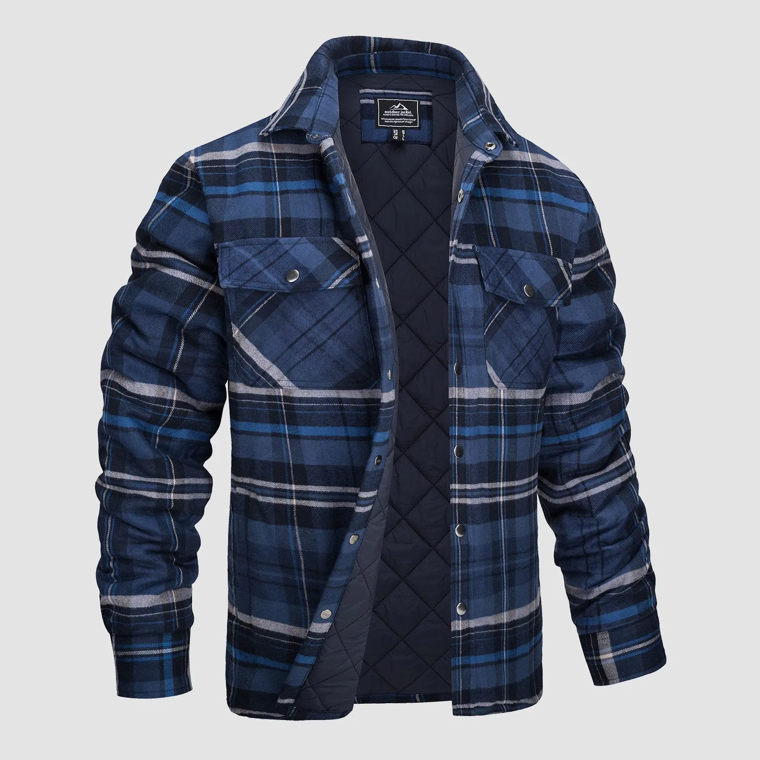 Versatile design checked bomber jacket