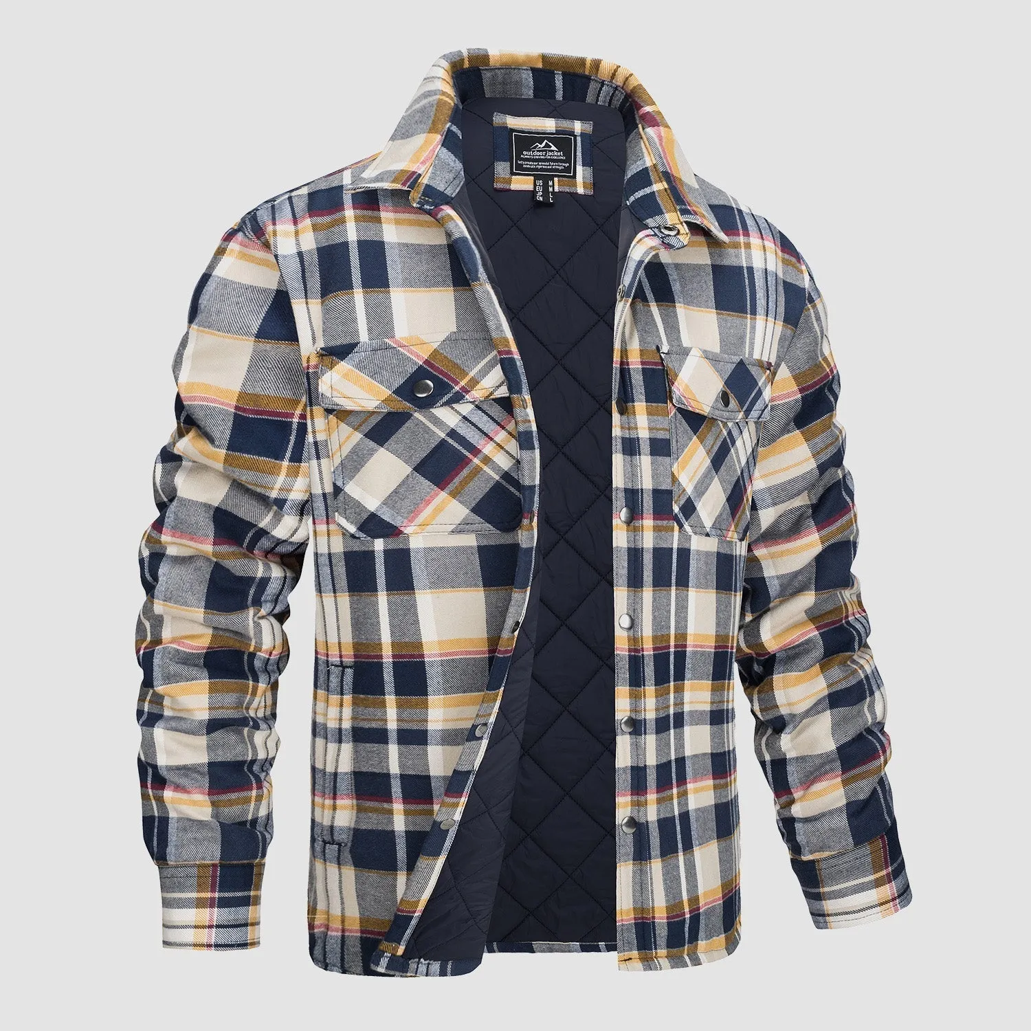 Versatile design checked bomber jacket