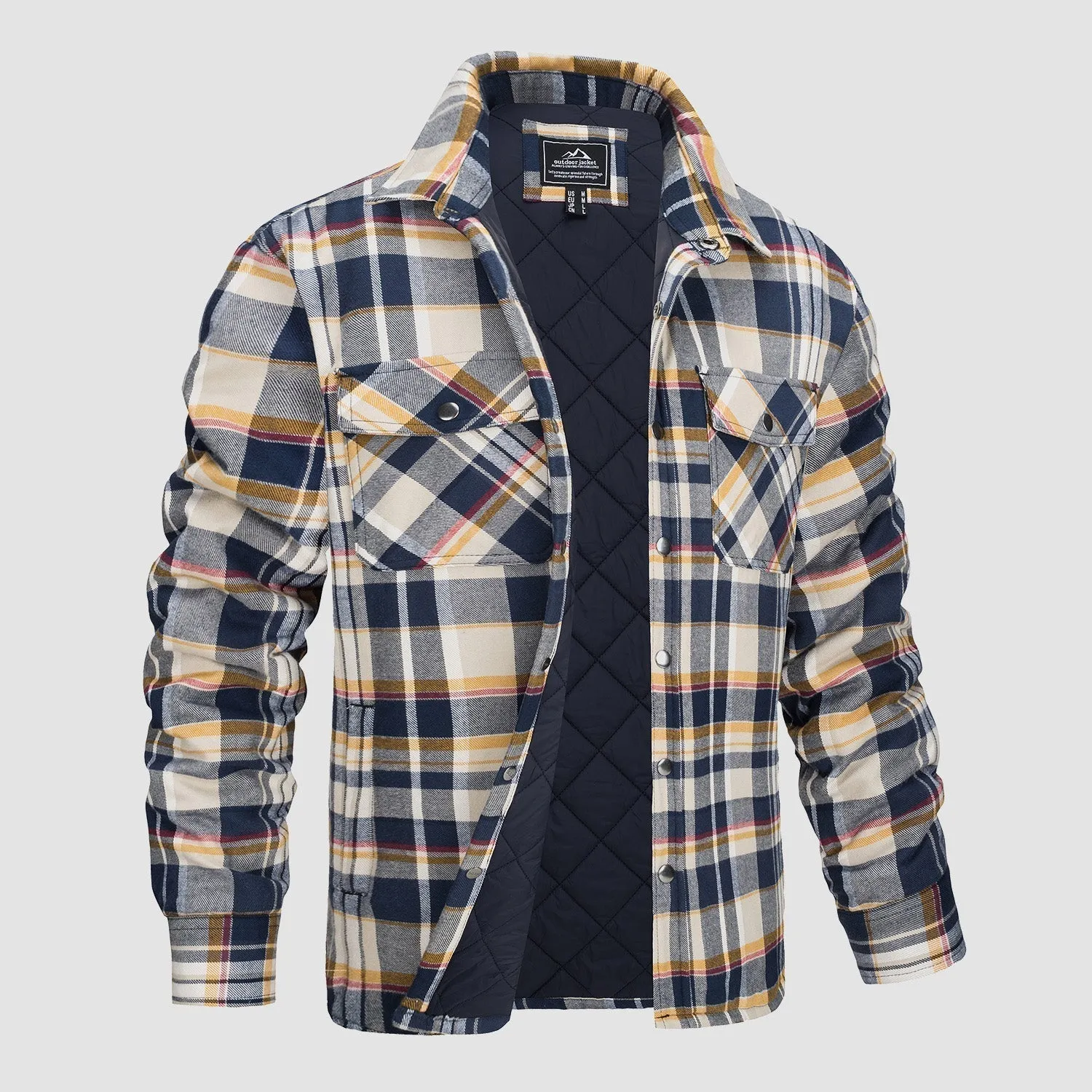 Versatile design checked bomber jacket