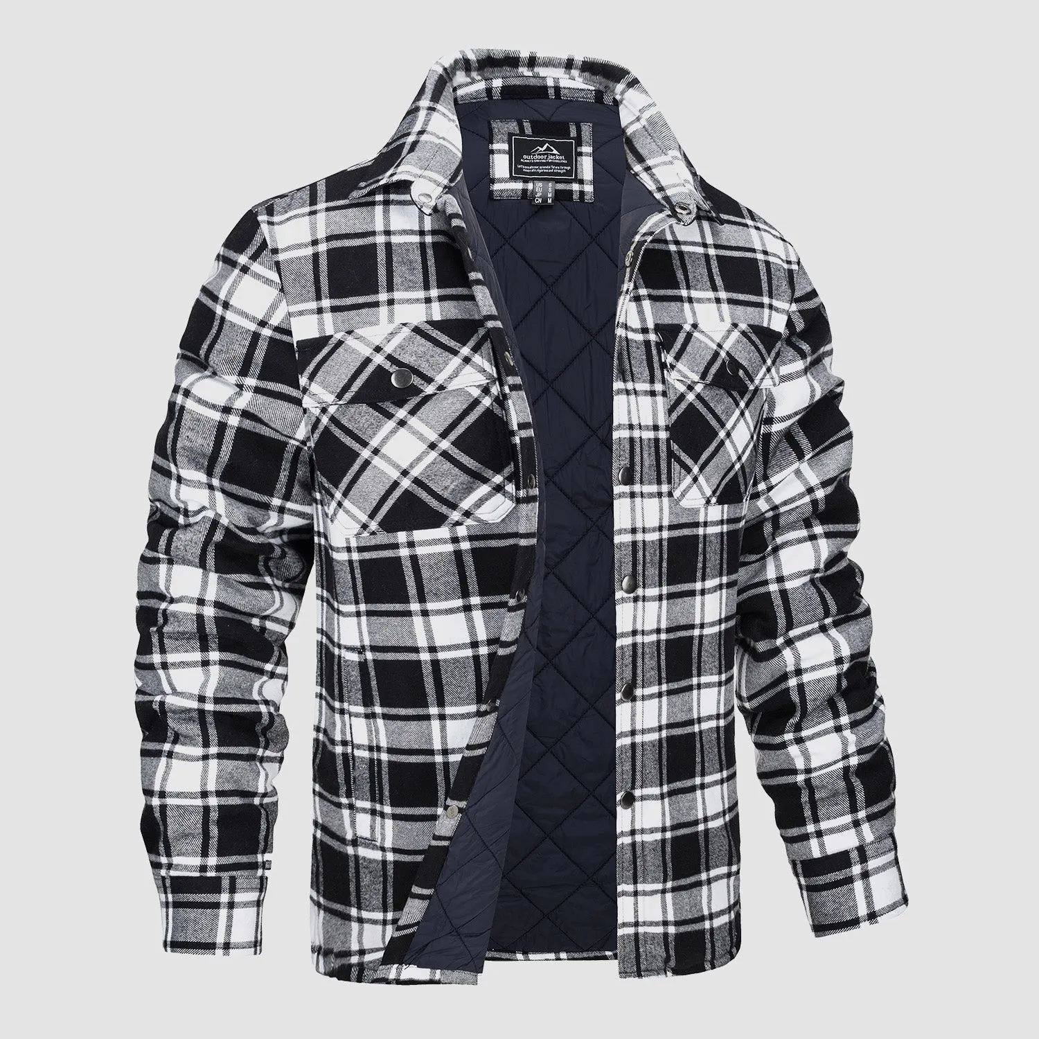 Versatile design checked bomber jacket