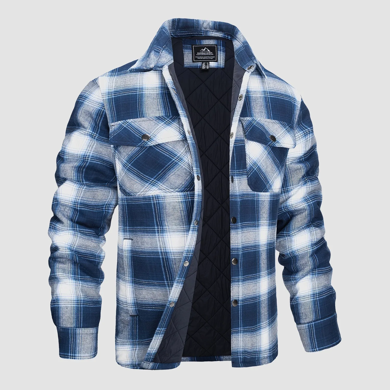 Versatile design checked bomber jacket