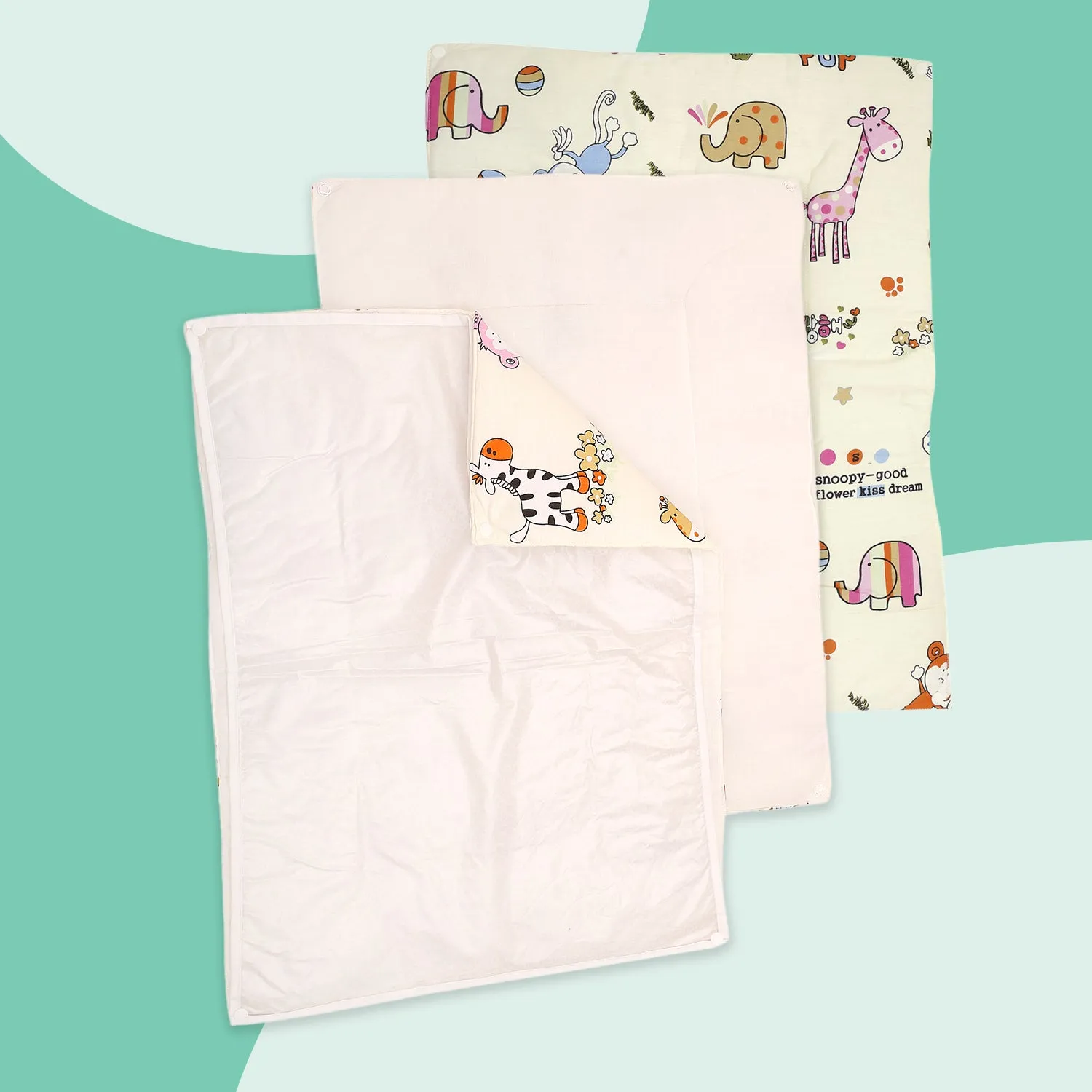 Waterproof Changing Sheet Set I Love Animals Cream