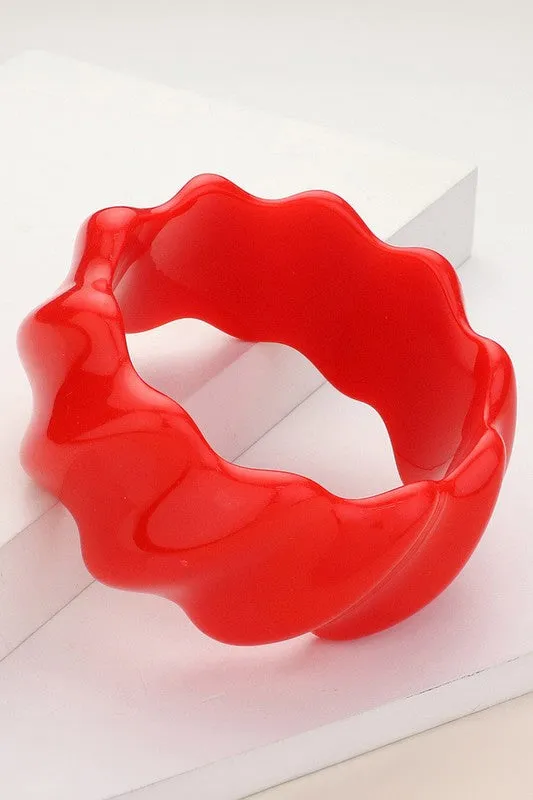 Wavy Bangle - Bright Red