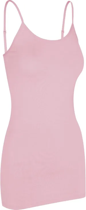 Women's Spaghetti Strap Stretch Cotton Long Cami Camisole Tank Top