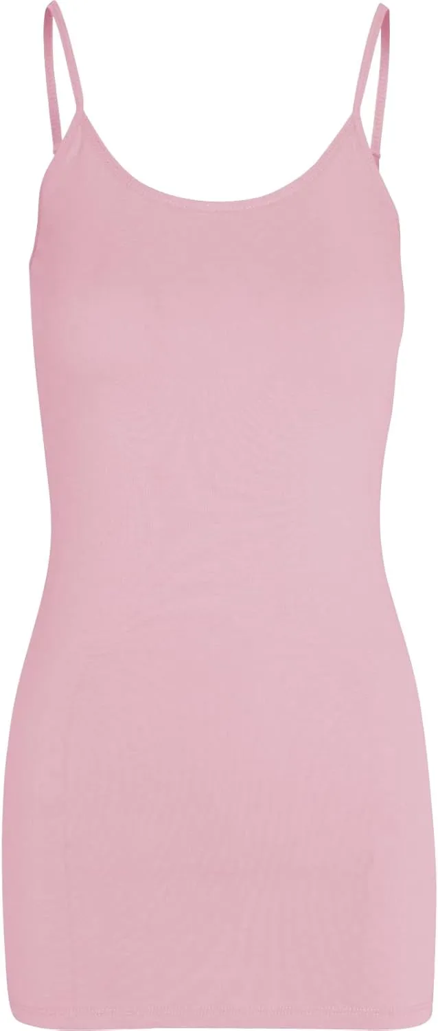 Women's Spaghetti Strap Stretch Cotton Long Cami Camisole Tank Top