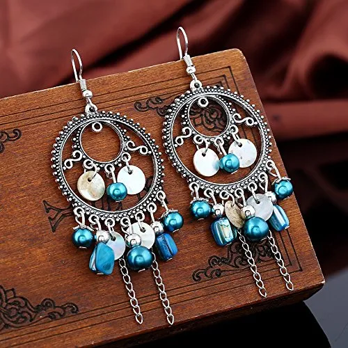 Yellow Chimes Blue Vintage Dangle Earring for Women & Girls