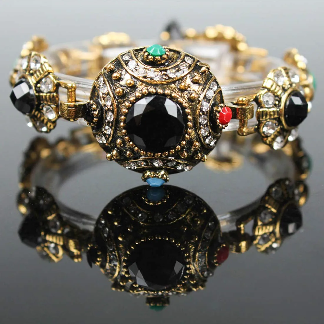 Yellow Chimes Stones Studded Gold Plated Traditional Bangle Bracelet for Women and Girls
