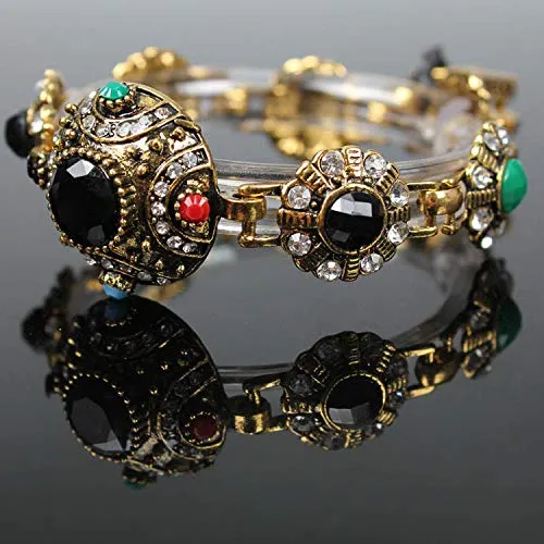 Yellow Chimes Stones Studded Gold Plated Traditional Bangle Bracelet for Women and Girls