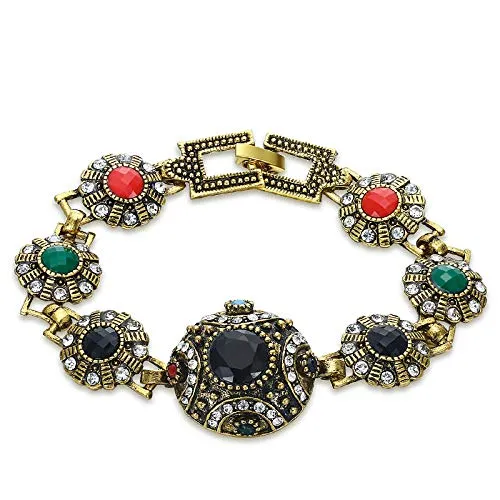 Yellow Chimes Stones Studded Gold Plated Traditional Bangle Bracelet for Women and Girls
