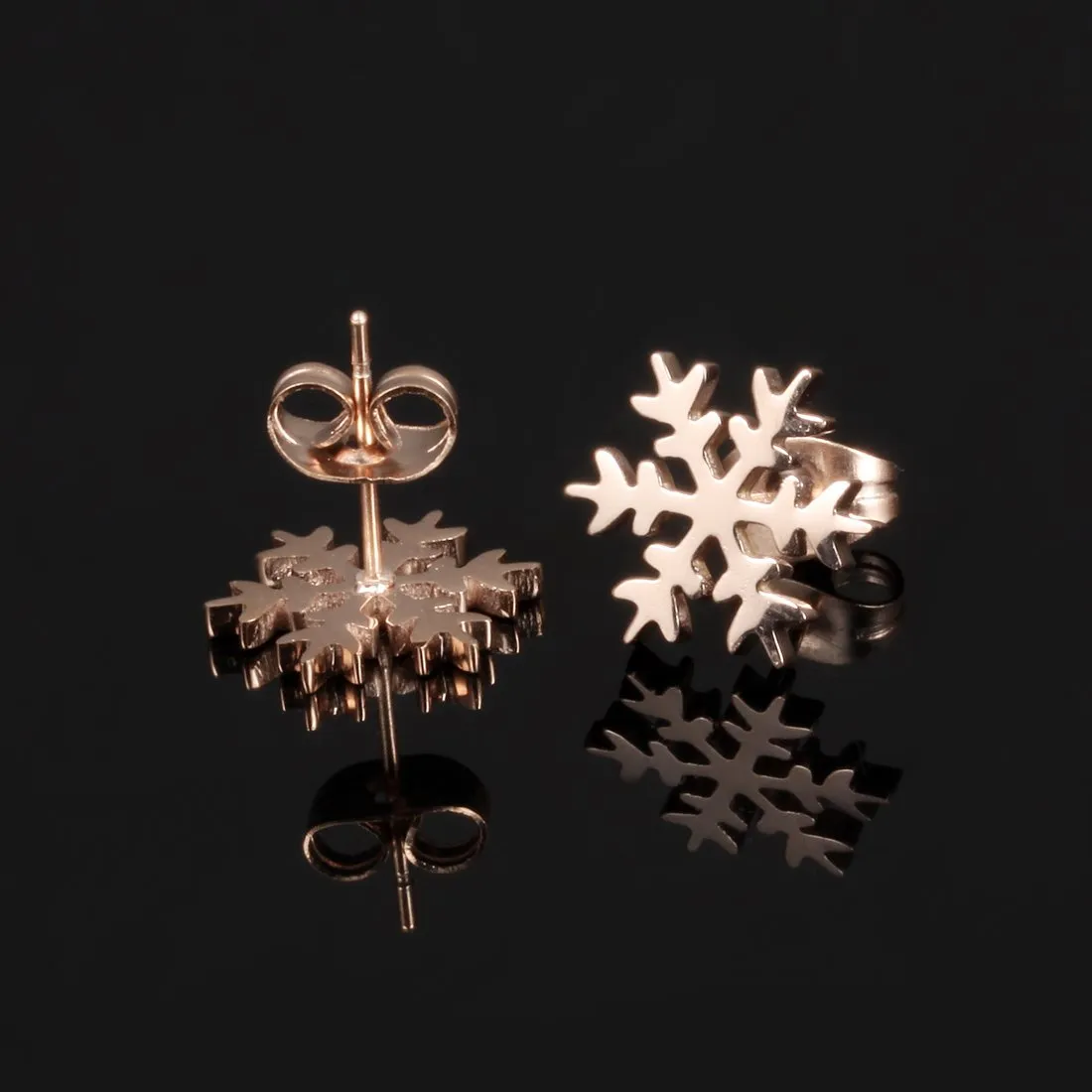 Yellow Chimes Stud Earrings for Women Western Style Stainless Steel Never Fading Stardust Snowflakes Rosegold Stud Earrings for Women and Girls
