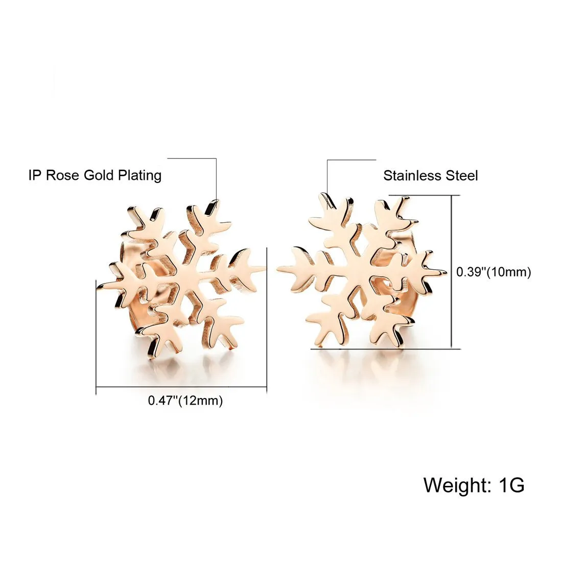 Yellow Chimes Stud Earrings for Women Western Style Stainless Steel Never Fading Stardust Snowflakes Rosegold Stud Earrings for Women and Girls