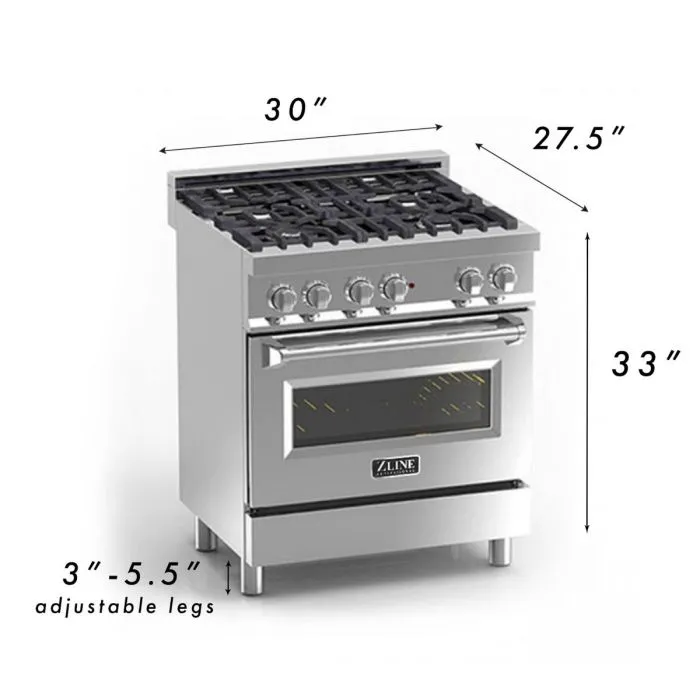 ZLINE 30 IN. Professional Dual Fuel Range with Black Matte Door (RA-BLM-30)